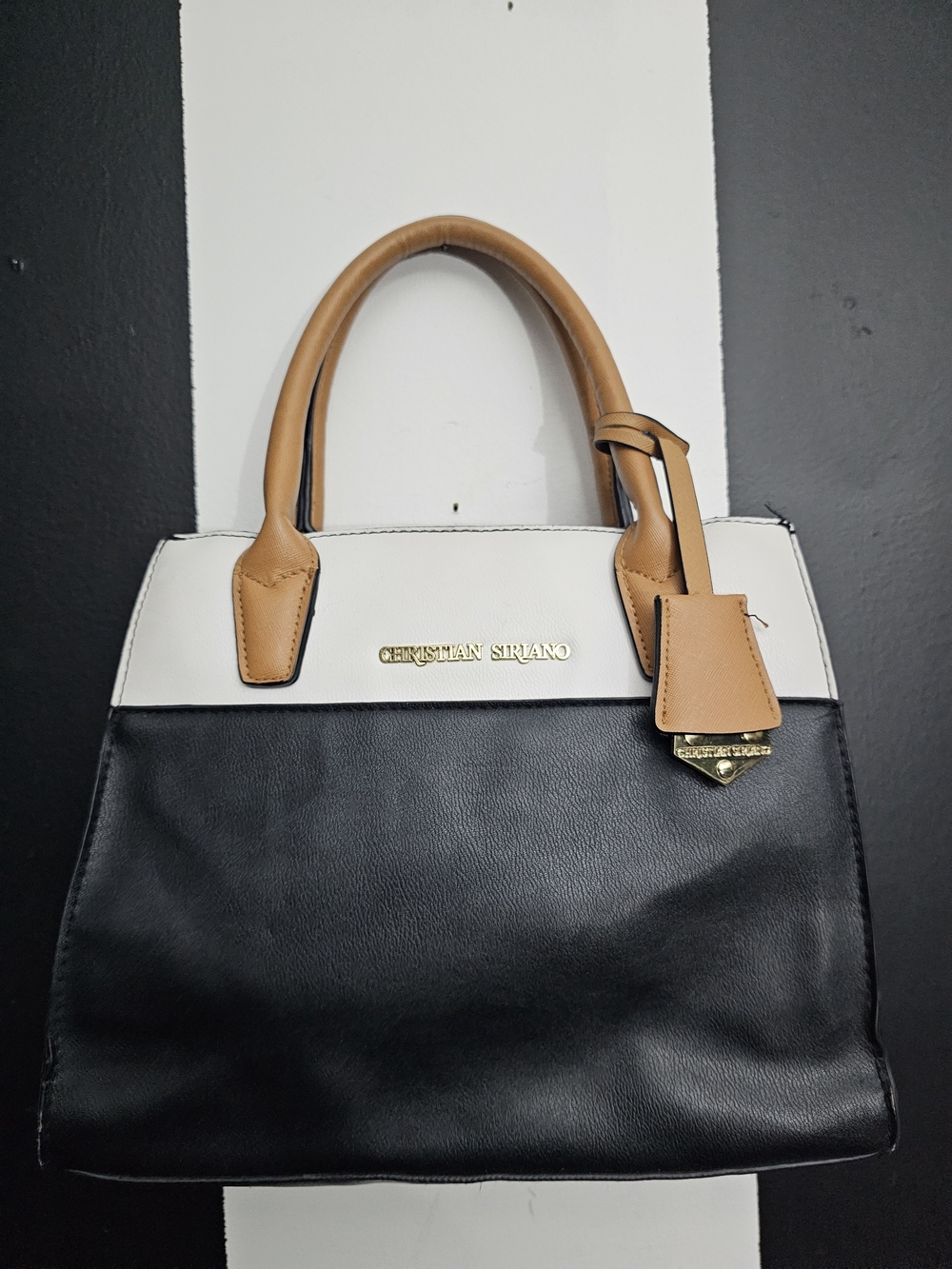 CHRISTIAN SIRIANO Black, White & Tan Colorblock Satchel